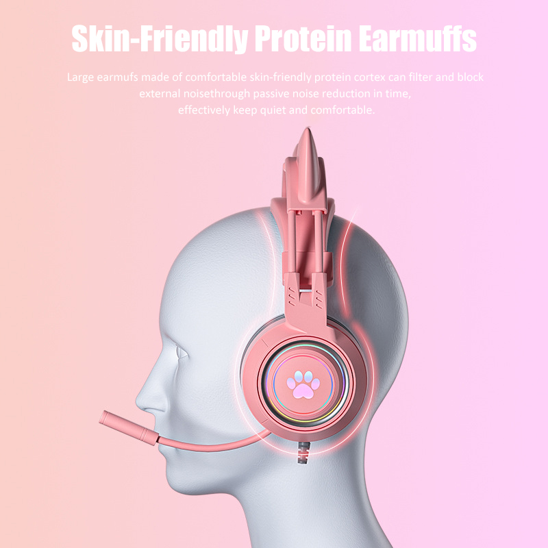 Cute Cat Ear Gaming Headphones - Esports Gaming Monitor avaliação e preço